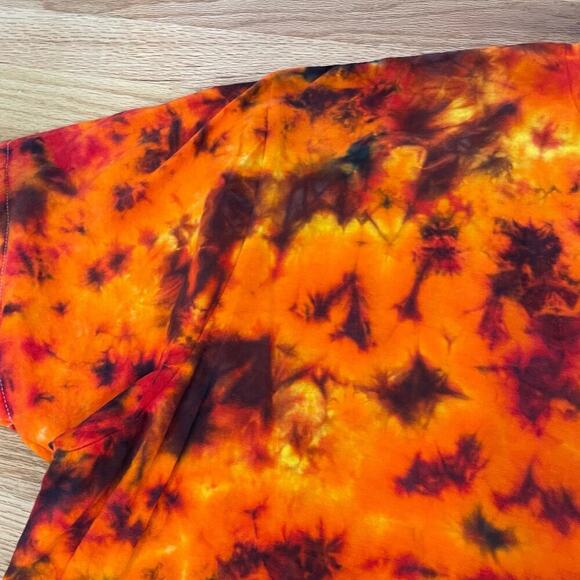 handmade tie dyed unisex tshirt orange red lava black 3XL - Picture 5 of 8